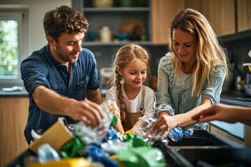 Professional Happy Family Cooking Together: Parents and Children Enjoying Meal Kit Delivery Service in Kitchen, Following Recipe on Digital Tablet - Authentic