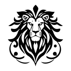 Lion logo emblem representing strength, artistic style on clear background