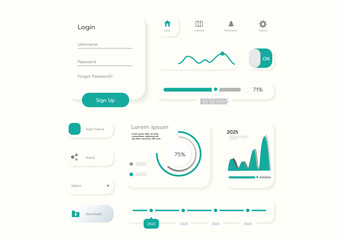 3D Neumorphic Soft UI Design. 3D Bottons.