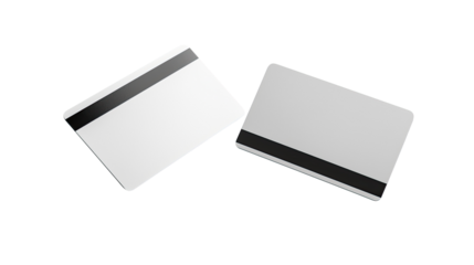 Two blank credit cards, isolated on transparent background