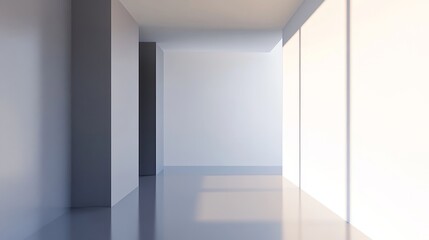 Empty Room with White Walls and a Shiny Floor