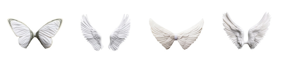 Obraz premium A collection of elegant white wings and butterfly wings, showcasing intricate details and varied shapes.