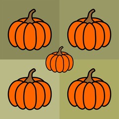 set of pumpkins