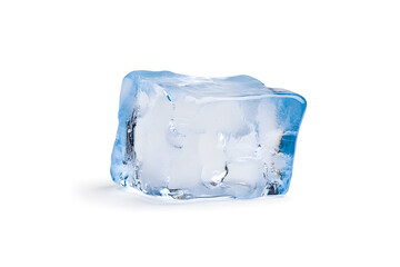 Crystal ice cube isolated on white background
