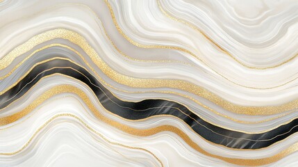 Obraz premium Elegant White and Gold Marble Background with Smooth Waves Design