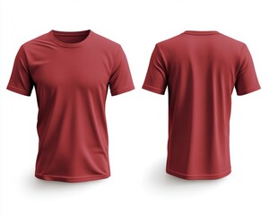 Red Short-Sleeved Crew Neck T-Shirt Front and Back View