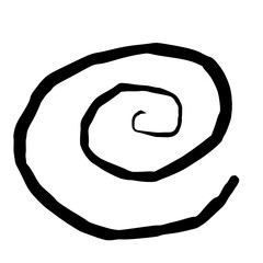 Black outline of a simple spiral shape on a white background.