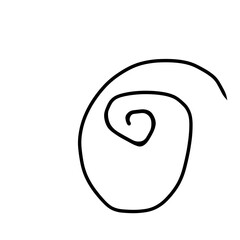 A simple black line drawing of a spiral, starting wide and narrowing towards the center, against a plain white background.