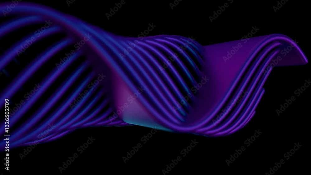 Poster A neon purple swirl with fluid lines on a dark background, creating a modern, dynamic, and futuristic abstract design with a minimalistic aesthetic........