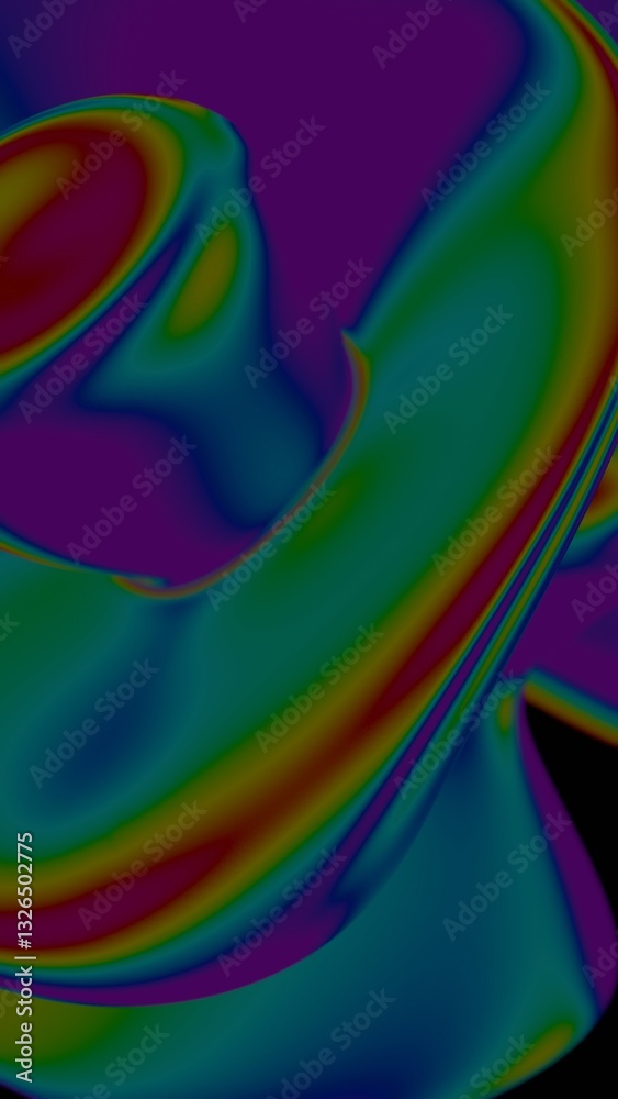 Fototapete Vibrant rainbow fluid forms swirl in a psychedelic gradient, creating a dynamic abstract design with bold color transitions and a smooth, dreamlike flow........