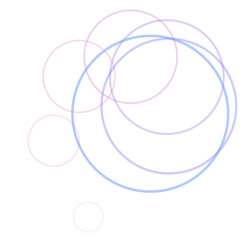 Obraz premium Abstract graphic featuring overlapping blue and pink circles of varying sizes on a white background.