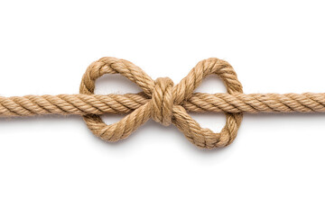 Fototapeta premium Jute rope bow for packing and decoration isolated on white background
