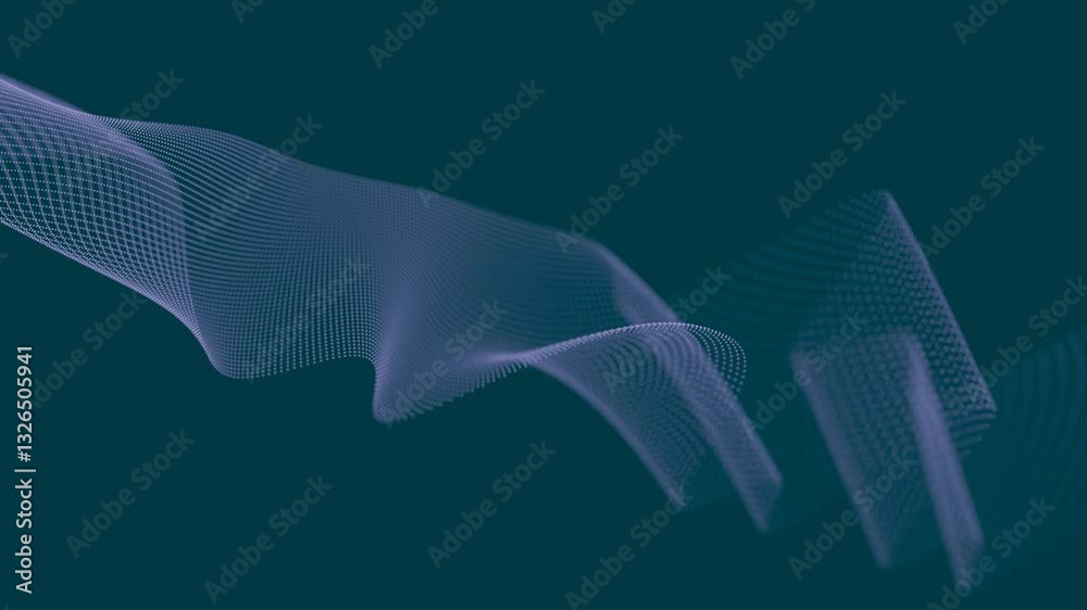 Aufkleber Smooth, flowing wave lines in a subtle teal gradient, forming an abstract and minimal design with a graceful, modern feel and airy motion.