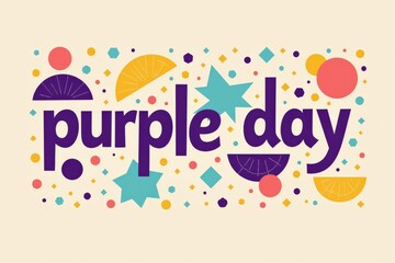Colorful Design Celebrating Purple Day with Shapes and Text in Vibrant Colors for Awareness and Fun