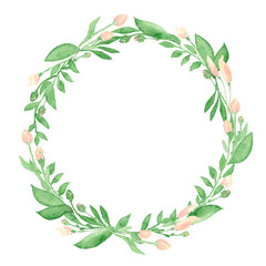 Watercolor Summer Frame Floral Wreath Transparent Background
