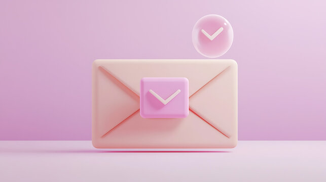 3D Email Envelope with Notification Bubble
