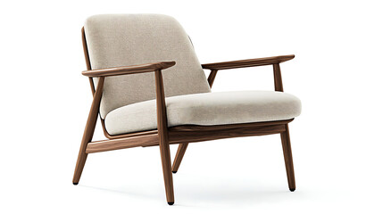 Mid-Century Modern Armchair with Wooden Armrests
