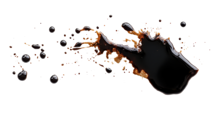 Soy sauce spilled isolated on white background