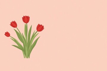 Obraz premium picture of a bunch of red tulips on a pink background