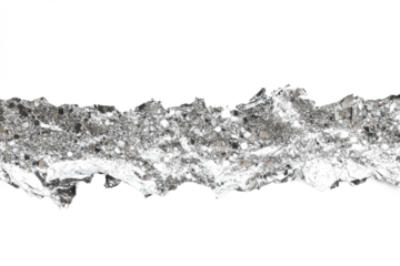 A close up view of a rough textured silver colored material against a plain white background image display
