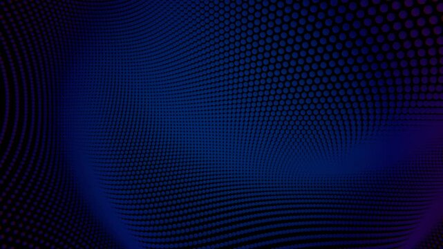 Wavy dot pattern in deep blue tones on a dark background, creating an abstract, futuristic design with a sense of depth, movement, and optical illusion.