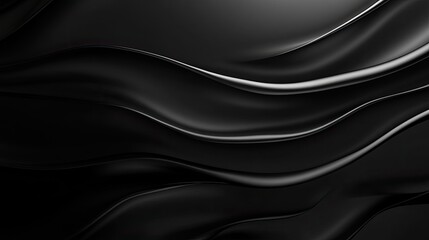 Abstract Black Waves Elegant Dark Background Smooth Flowing Silk Texture Design Wallpaper Graphic Art