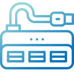 usb hub gradient line icon