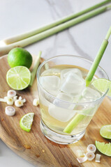 A Glass of Fresh Lemongrass Drink with Lime