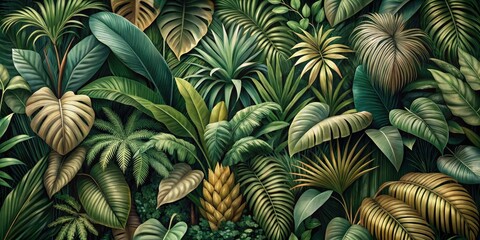 Fototapeta premium Dense foliage in muted earth tones forms a seamless, naturalistic background