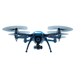 Fototapeta premium Futuristic drone with glowing blue lights symbolizing modern technology and aerial surveillance