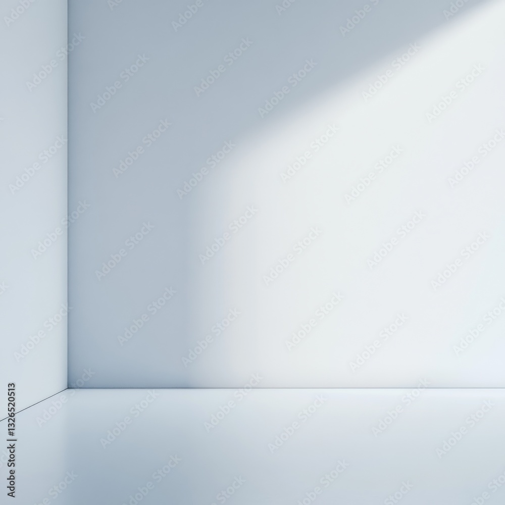 Fototapete a clean and minimalist corner: sunlight and shadow play in a white interior space, creating a sense 
