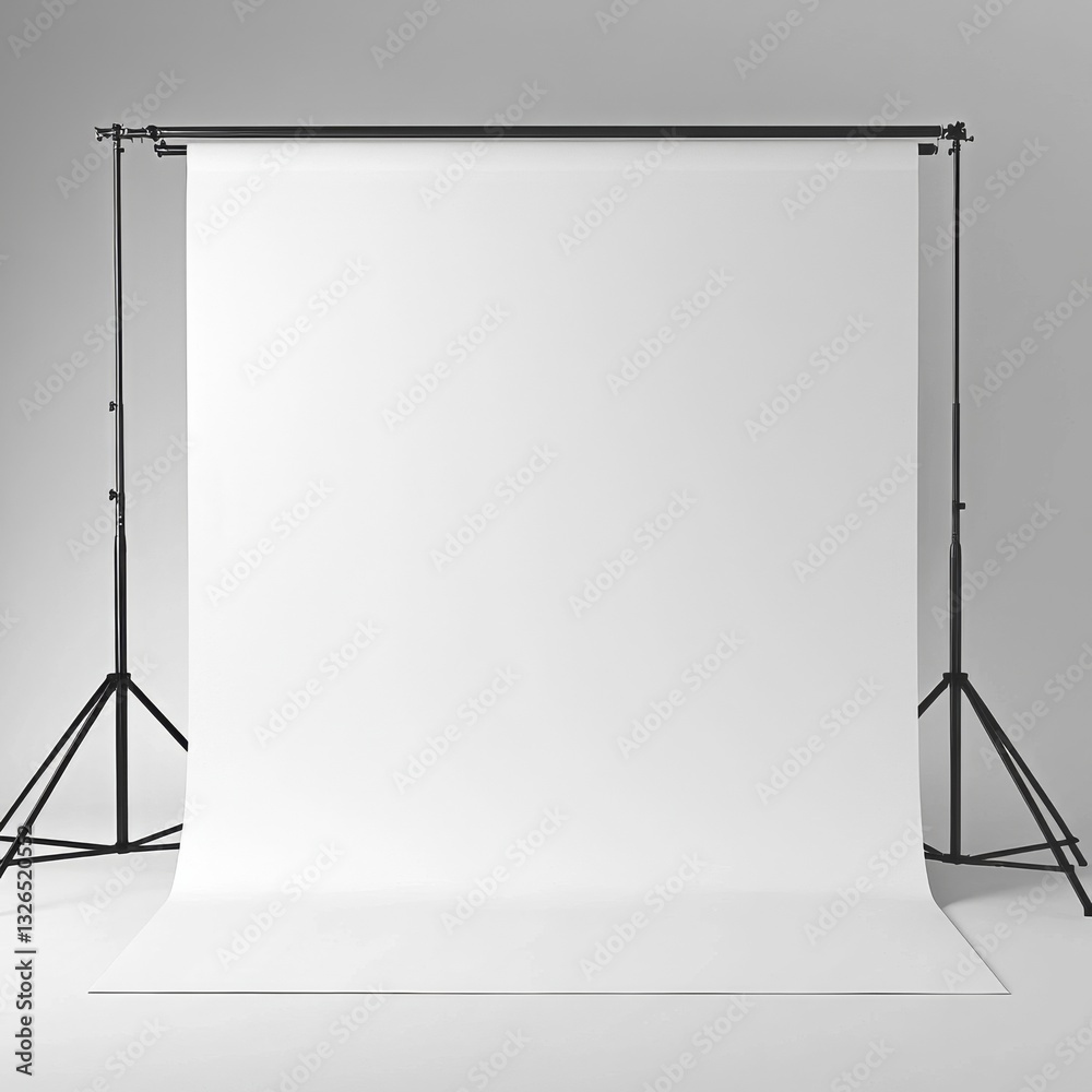 Aufkleber a clean slate: minimalist photography studio setup with seamless white backdrop and black tripod sta