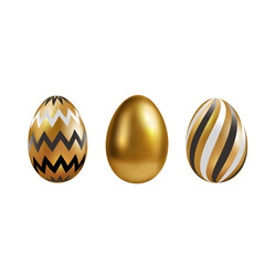 Golden Easter eggs with geometric patterns. Template for Easter banner, postcard, greetings.