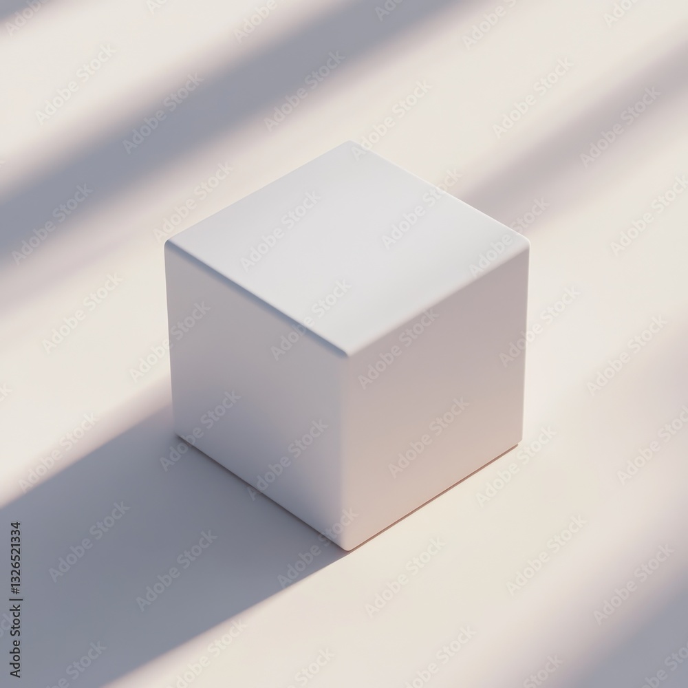 Leinwandbilder clean simplicity: white cube in soft sunlight, minimalist design with shadow play for product mockup