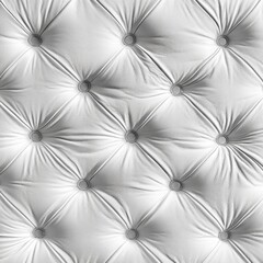 Luxury White Leather Tufted Upholstery: Diamond Patterned Buttoned Design for Sofas, Headboards, and Premium Furniture Detailing 