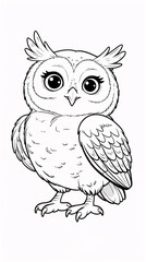 Fototapeta premium Lovely Owl Cartoon Line Art Doodle for Kids Coloring Pages and Fun Whimsical Illustration for Book Covers nursery wallpaper for book cover design