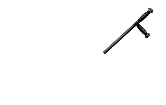 Police bat, white background. Copy space.