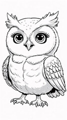 Obraz premium Lovely Owl Line Art Cartoon Drawing for Kids Coloring Playful and Cute Doodle for Fun Pages and Covers nursery wallpaper for book cover design
