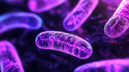 Vibrant Colorful Microscopic View of Bacterial Structures in Motion