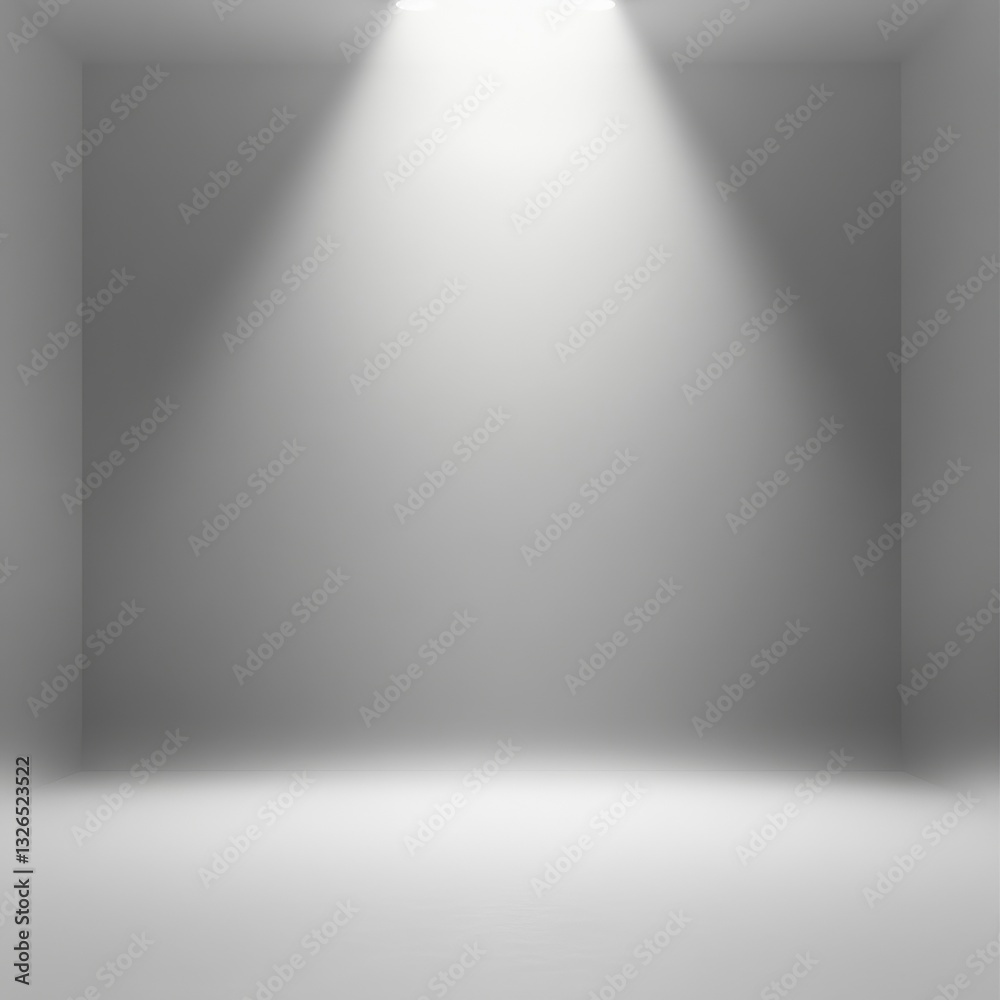 Aufkleber minimalist white room interior with spotlight, emphasizing space and light for design mockups and vi