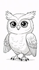 Obraz premium Lovely Owl Line Art Cartoon for Kids to Color Creative and Playful Doodle Drawing for Fun Pages and Book Covers nursery wallpaper for book cover design