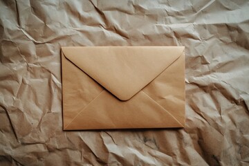 Branded paper envelope on crumpled brown background for secure delivery Generative AI