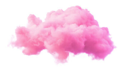 Fototapeta premium Dreamy pink fluffy cloud isolated on a transparent PNG background for creative design and digital art projects