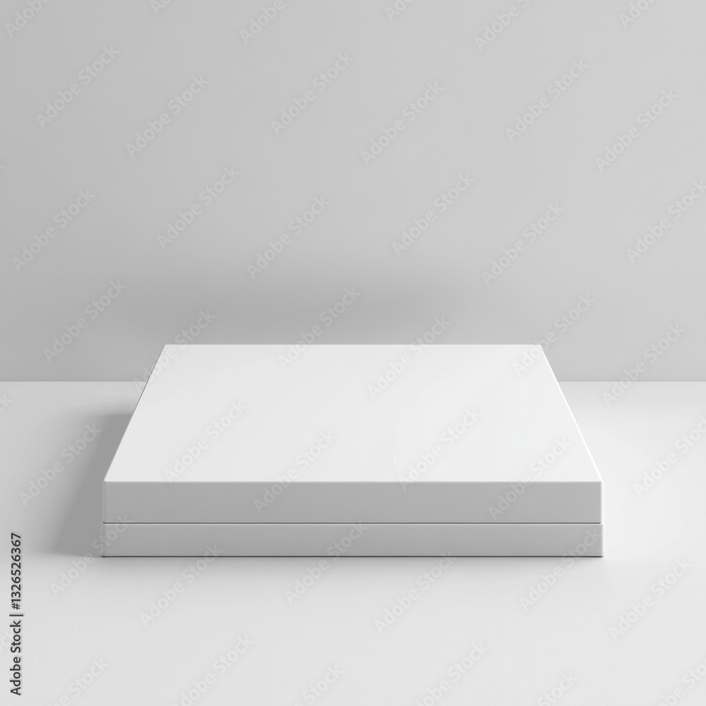 Poster White Square Podium in Studio Setting for Product Display or Presentation, Minimalist and Clean Style.