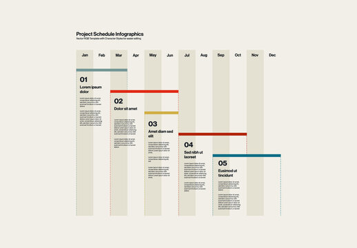 Project Schedule Infographics Template Minimal Design