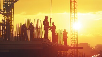 Construction Workers at Sunset