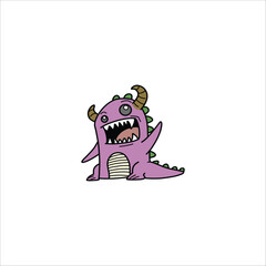 cute dinosaur character Hand drawn illustration artwork