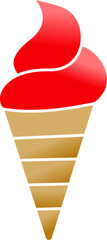 Ice Cream Icons Set, Red Colorful Cones, Popsicles, and Desserts Collection