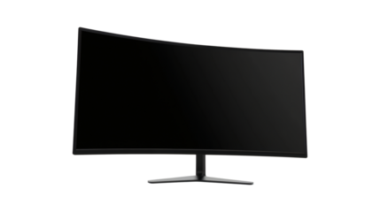 Modern black gaming computer monitor curved 4K display with adjustable stand 3D mockup, isolated on a clean isolated on a white background