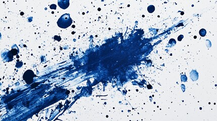 Vibrant Deep Blue Ink Splatters on White Surface - Creative and Artistic Background Concept